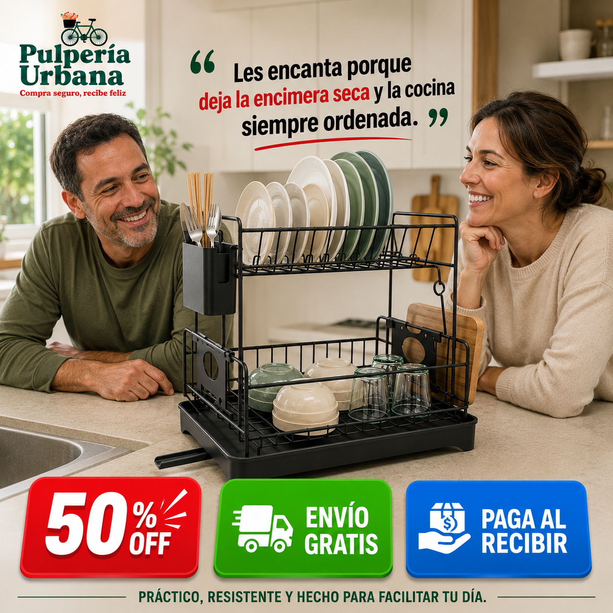 DrenaClean - Secaplatos de Acero Inoxidable 2 Niveles