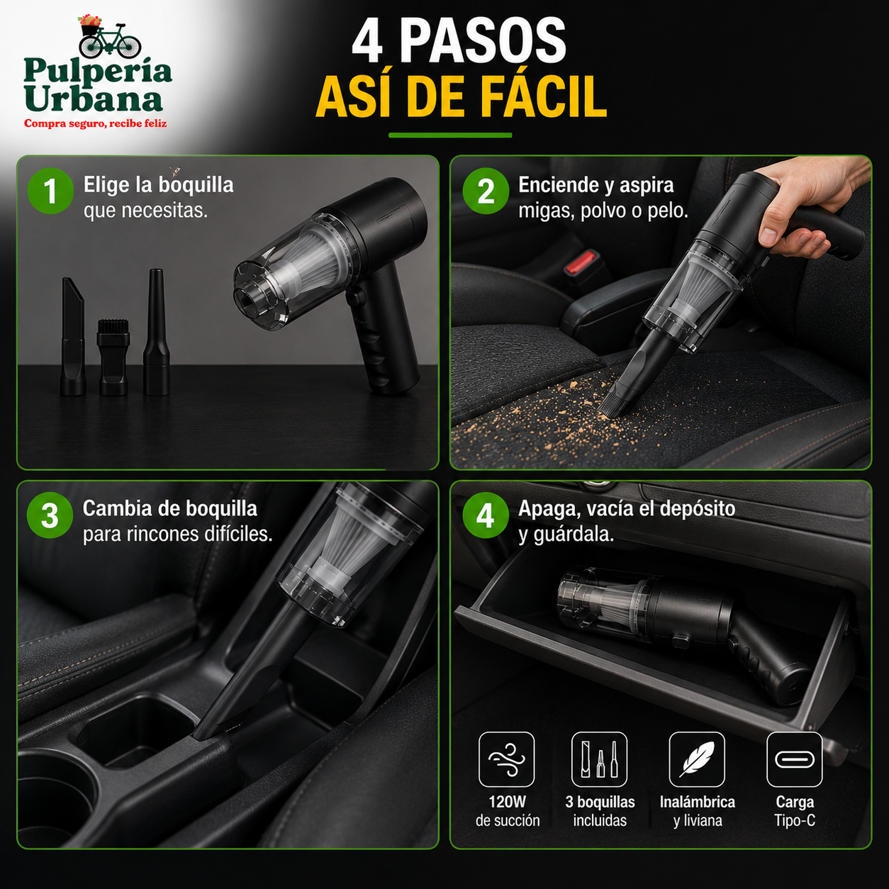 MiniMax  - ASPIRADORA DE MANO 3 EN 1