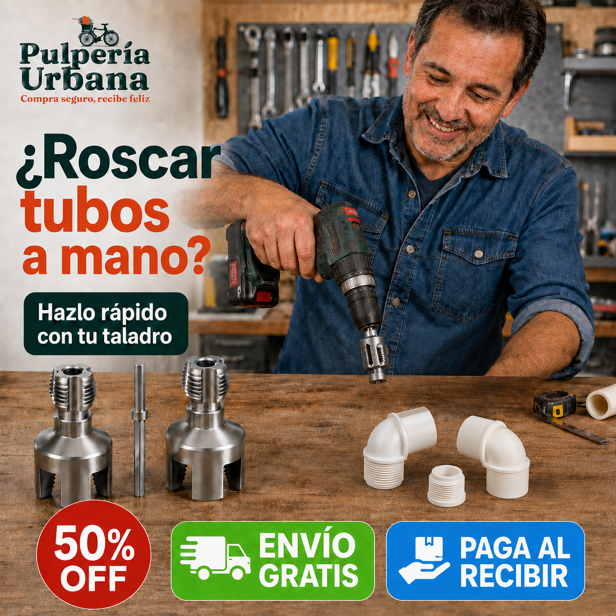 Roscador Tubo Pvc Ppr 12 Y 34 Taladro