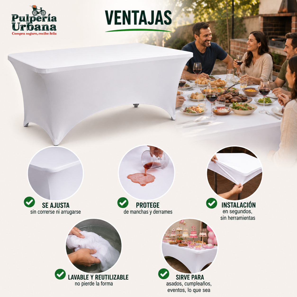 ElastiTela Pro - Funda De mesa Tela Spandex Mesa 70x180