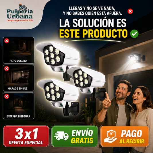 MoviLight - PACK X3 FOCO SOLAR TIPO CAMARA SENSOR