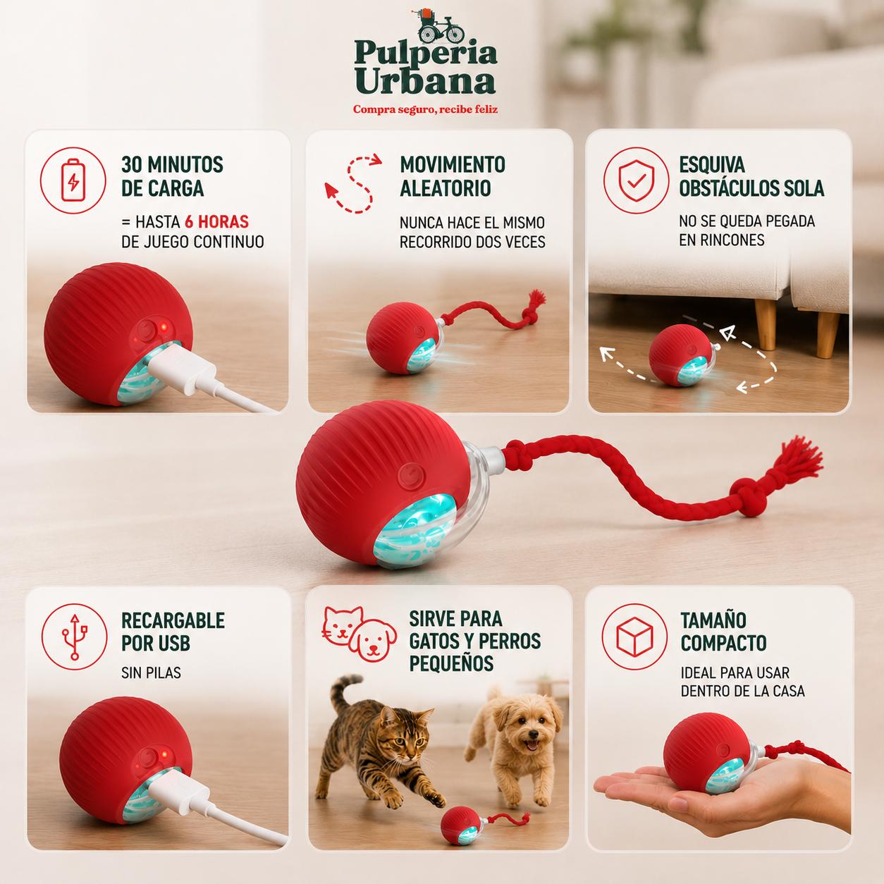 RunRoll - Pelota inteligente Mascota con cuerda