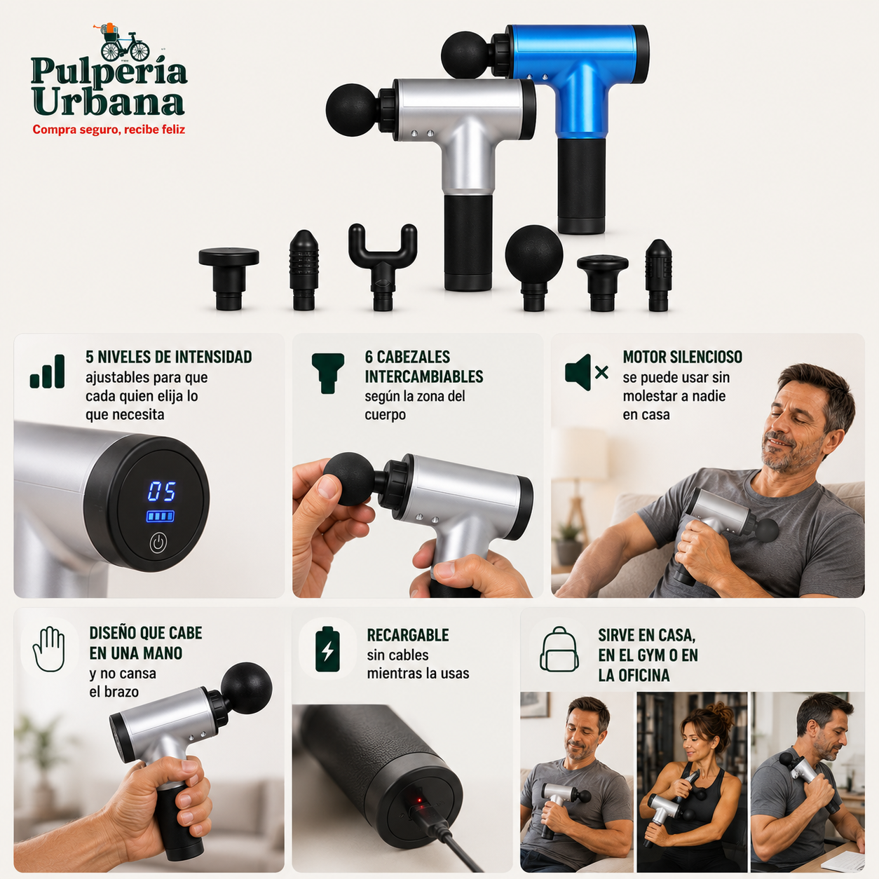 Pistola Masajeadora Recargable