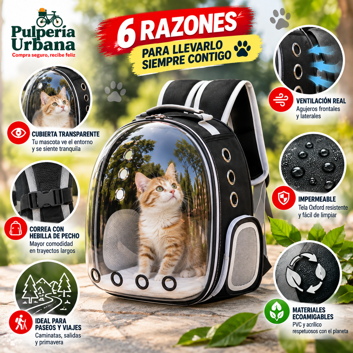 Miradita™ - Mochila transparente para pasear sin perderla de vista