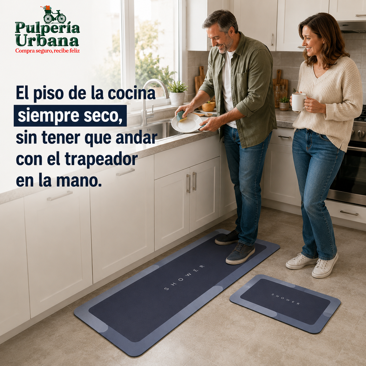 AntirresbalPro - TAPETE DE COCINA DE 2 PCS Antideslizante