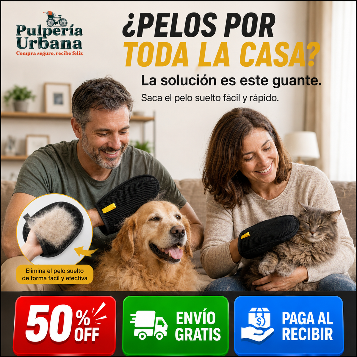DespeloFlex - Guante Quitapelos para Perros y Gatos