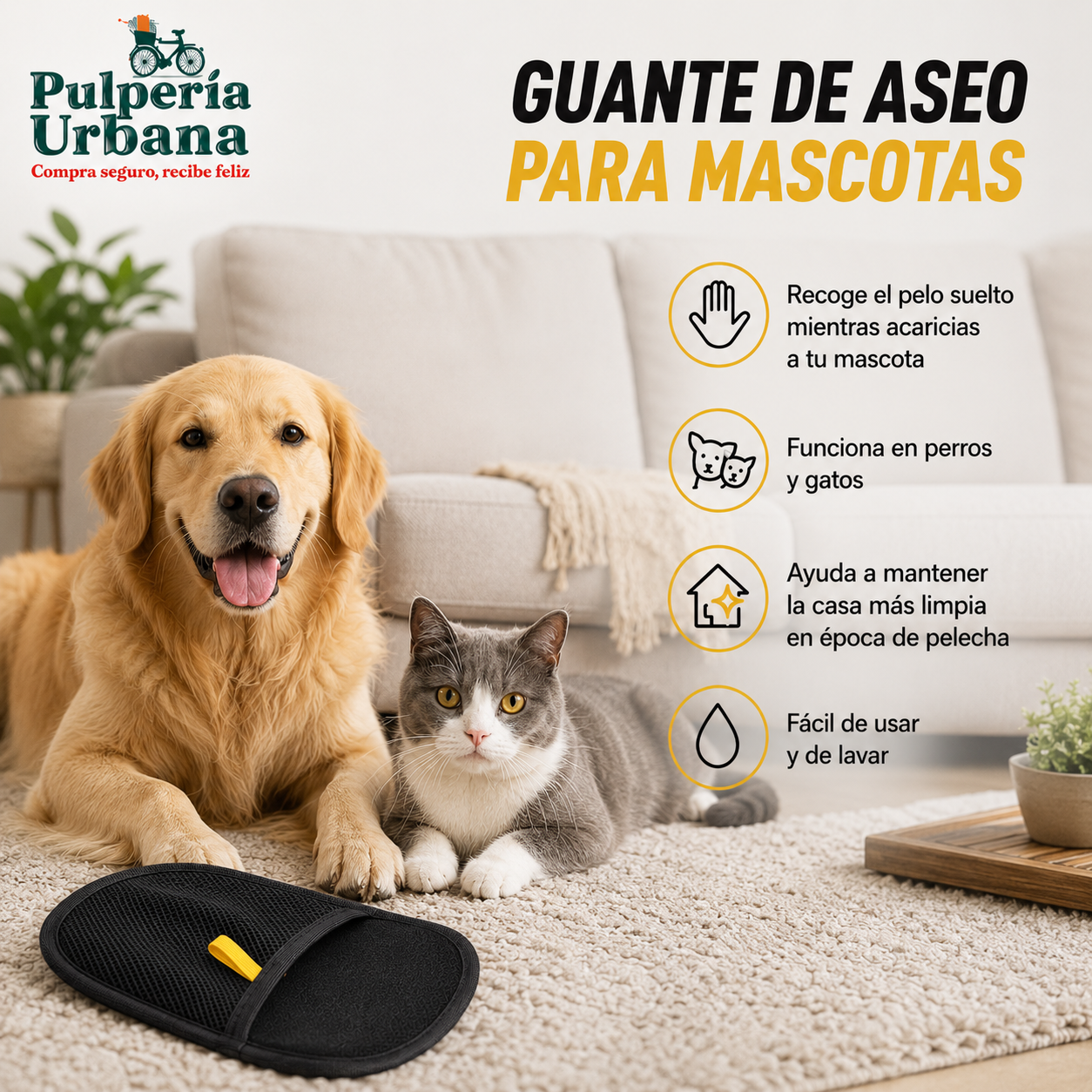 DespeloFlex - Guante Quitapelos para Perros y Gatos