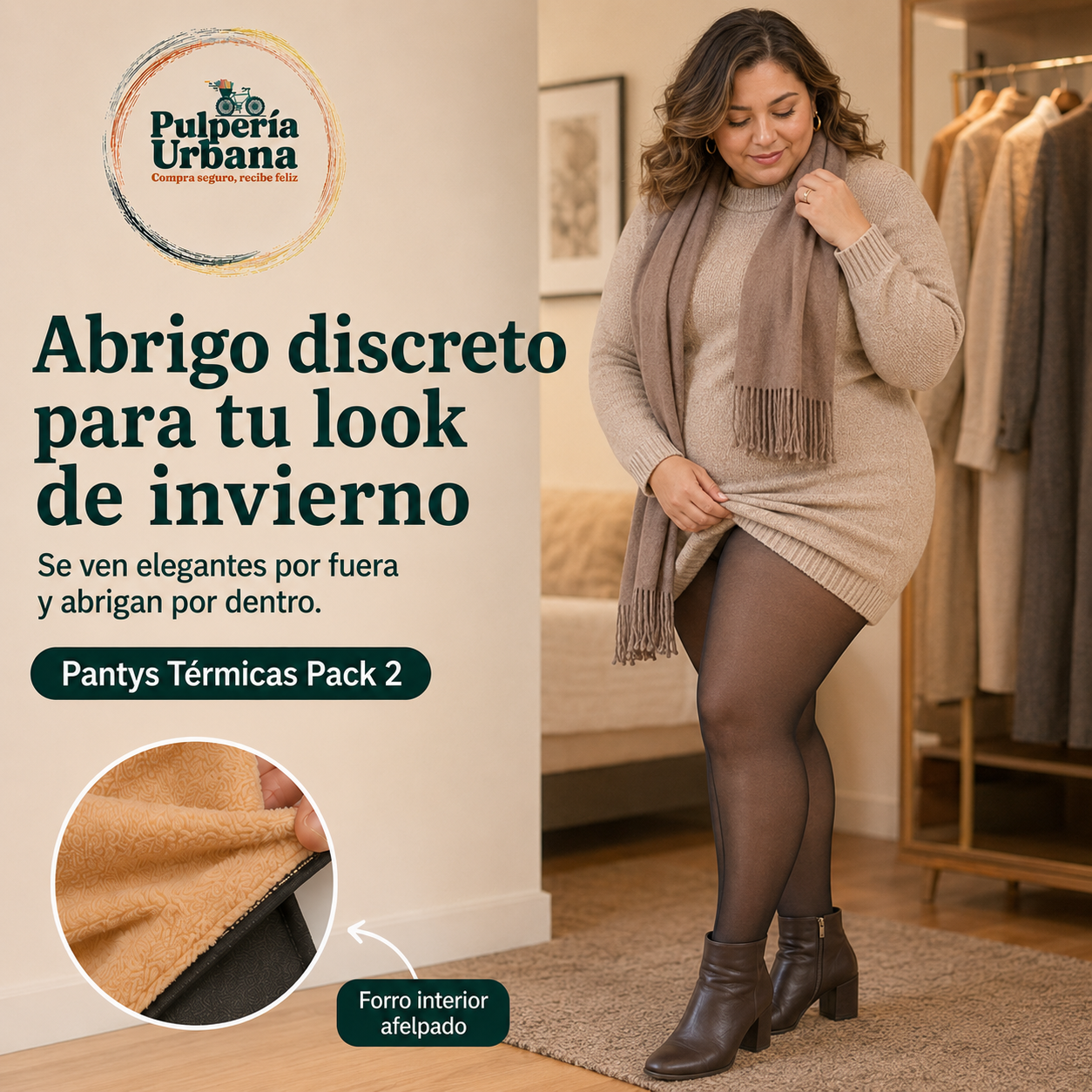Leggings Gruesos Pack 2 — Efecto Piel con Forro Térmico