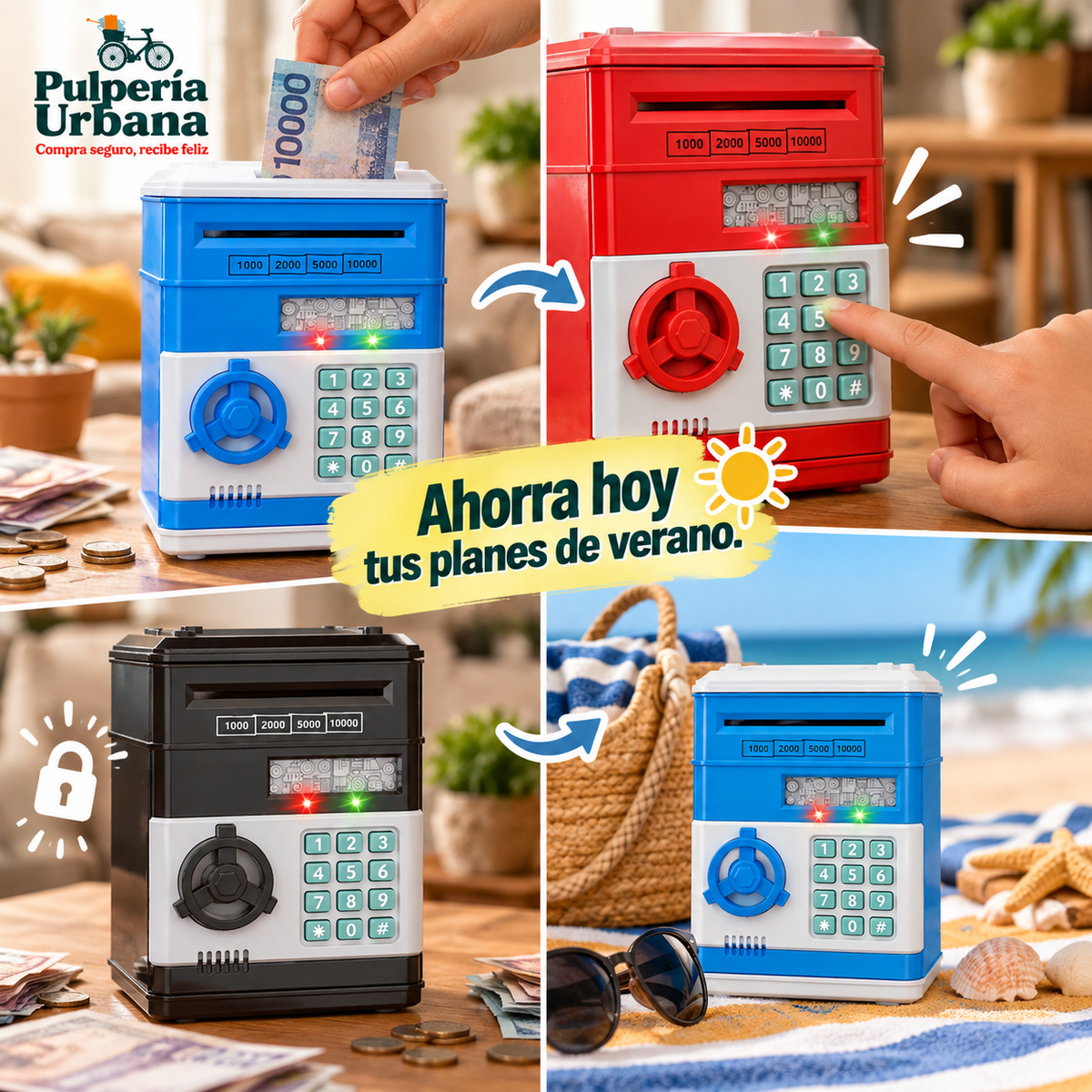 Alcancía Segura™ - Con contraseña, tu plata de vacaciones a salvo