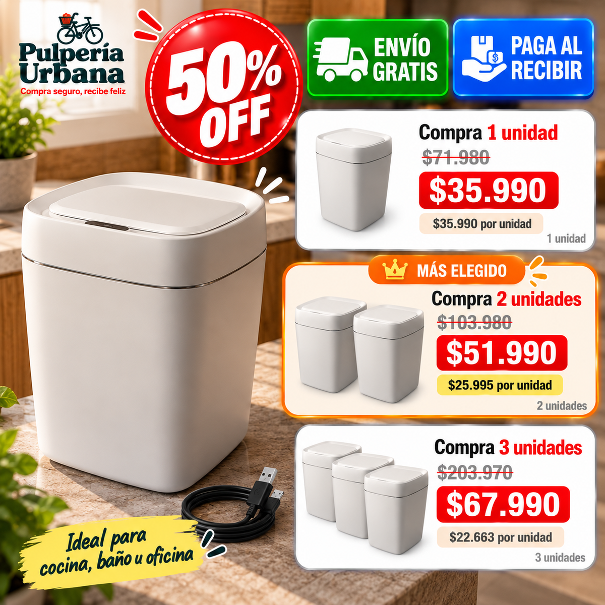 Tachín Sensor™ - Higiene total sin manchar tus manos