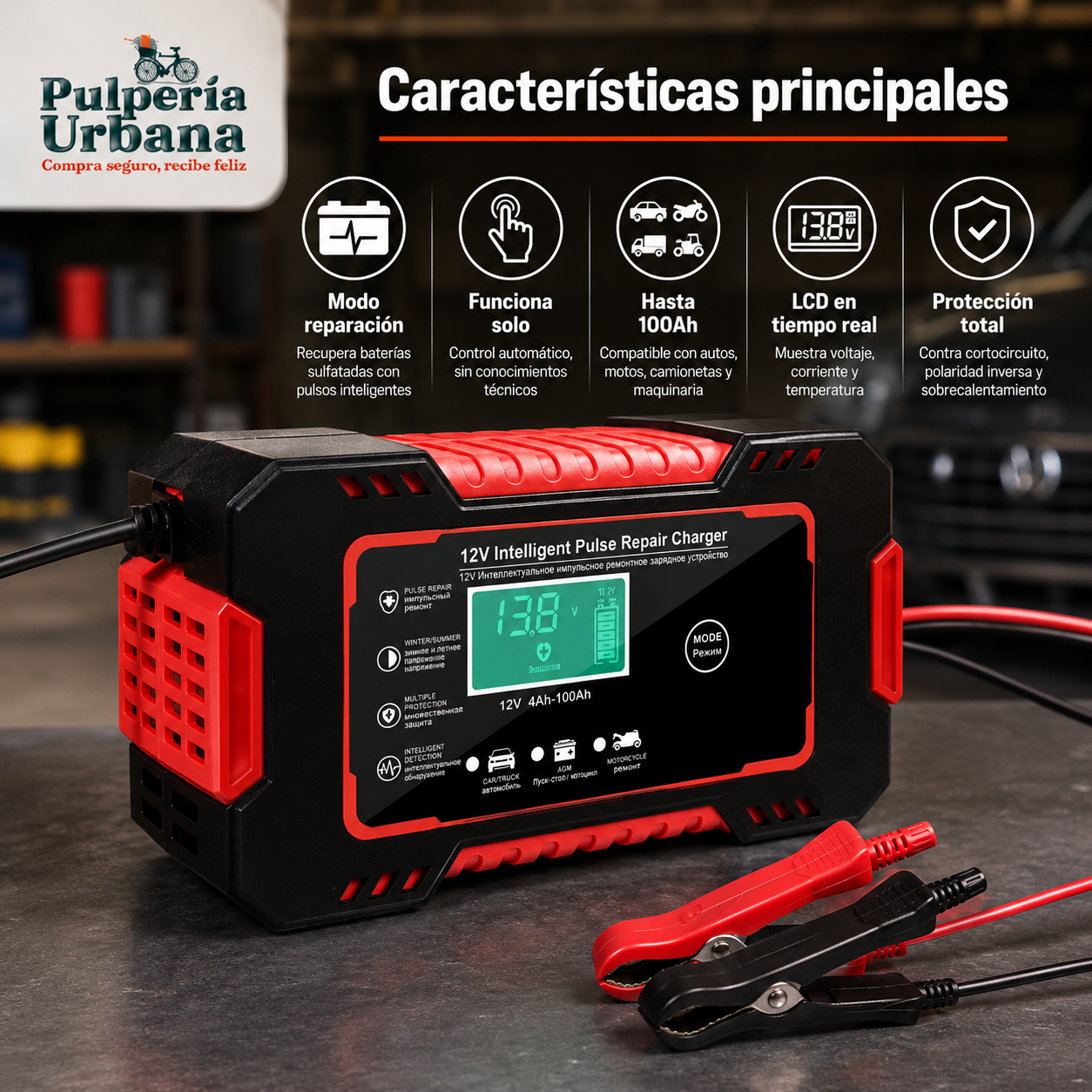 CARGADOR REPARADOR DE BATERIAS PARA AUTO