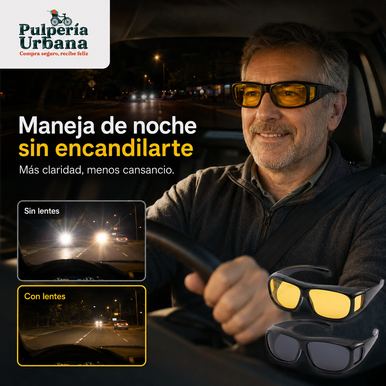 UVShield - 2 Lentes Gafas Sol Hd Visión Día/Noche