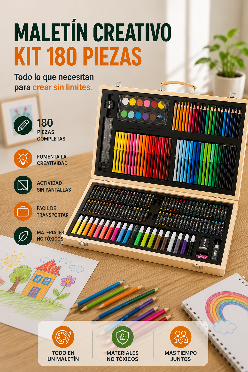 Maletín Creativo Kit 180 Piezas