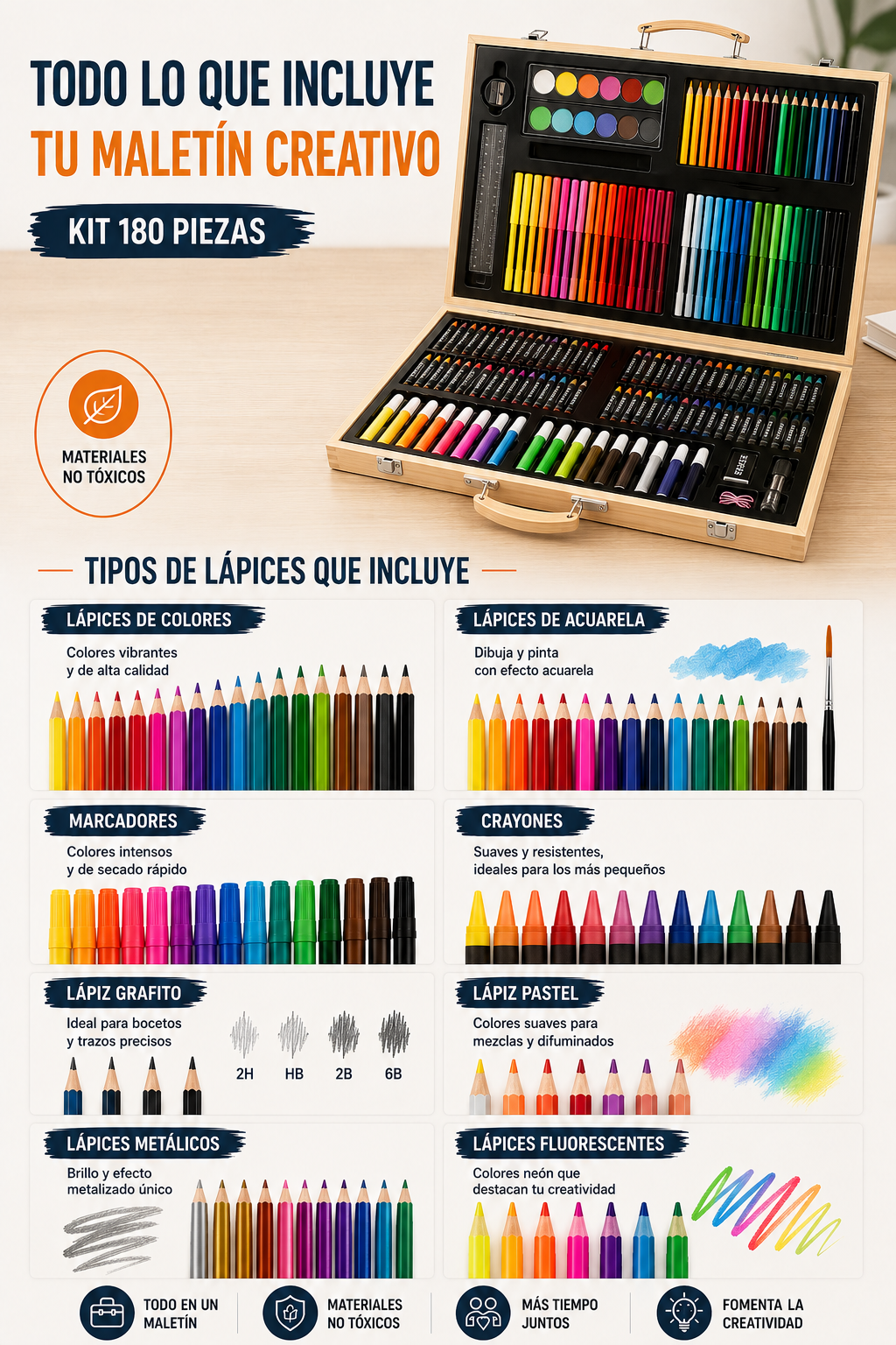 Maletín Creativo Kit 180 Piezas