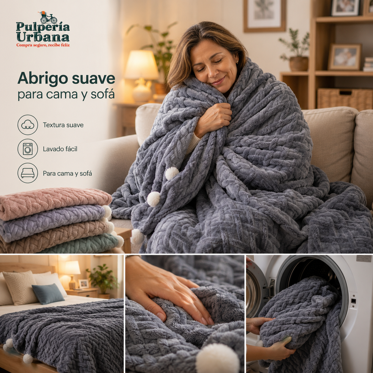 VelvetWarm - Frazada con chiporro 2 plazas
