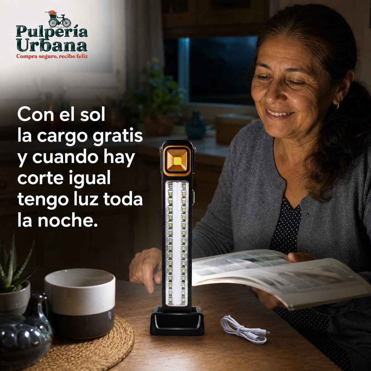 PortaLuz Plus - Lámpara 39 Led Emergencia Solar y Recargable