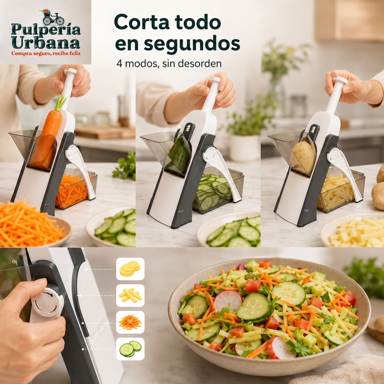 SliceMax - CORTADOR RALLADOR DE VERDURAS Y FRUTAS