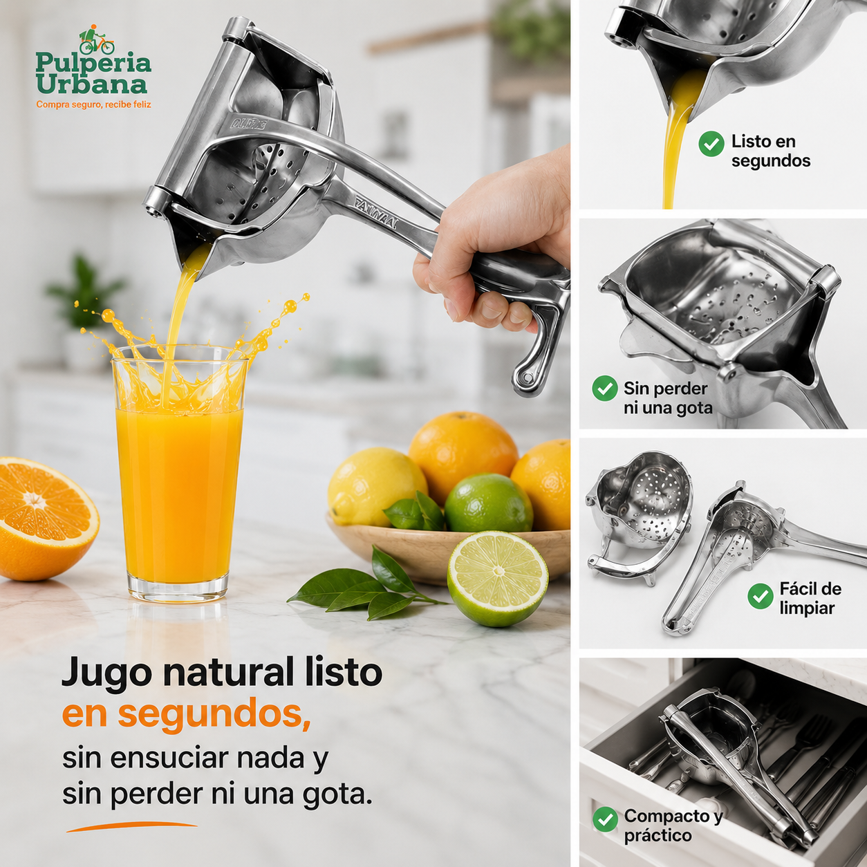 NaturalPress - Exprimidor de Frutas Metálico