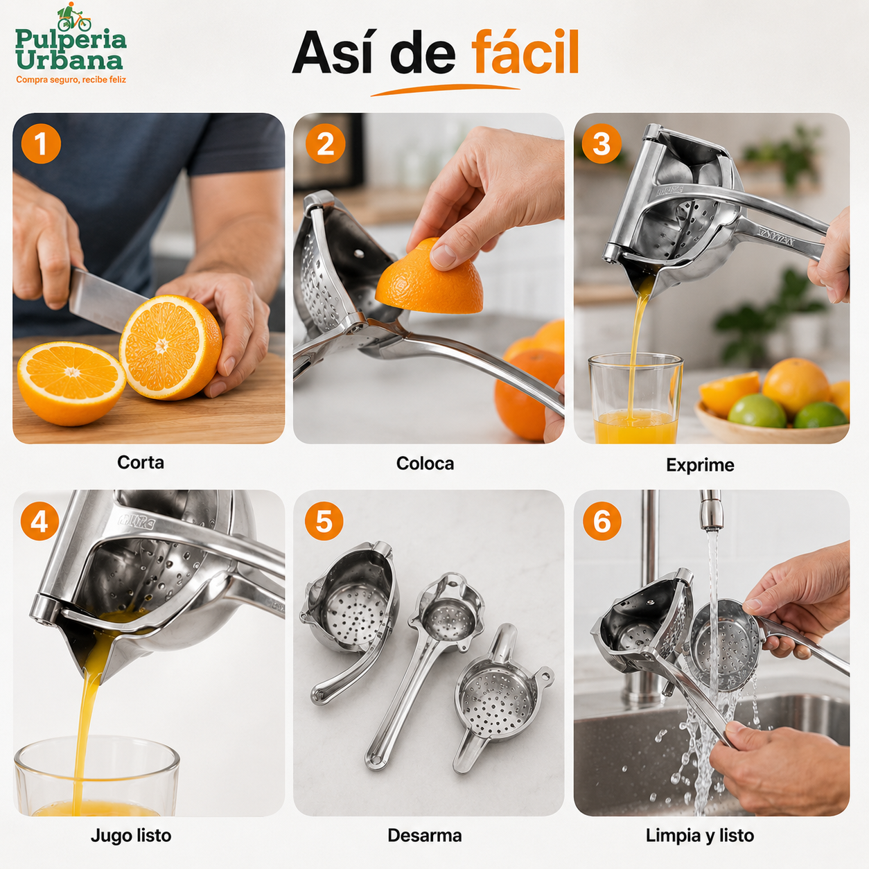 NaturalPress - Exprimidor de Frutas Metálico