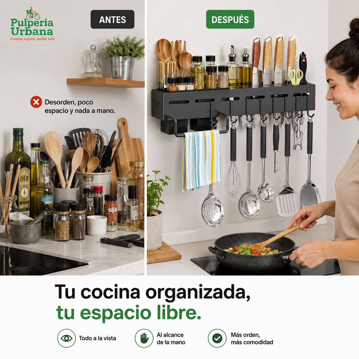 KitchenPro - Estante Organizador Porta Cuchillos 50cm