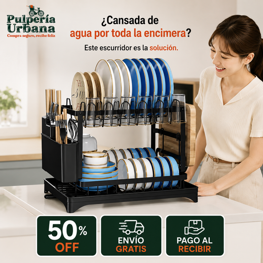 EscurrePro - Secaplatos de Acero Inoxidable de 2 Nivel