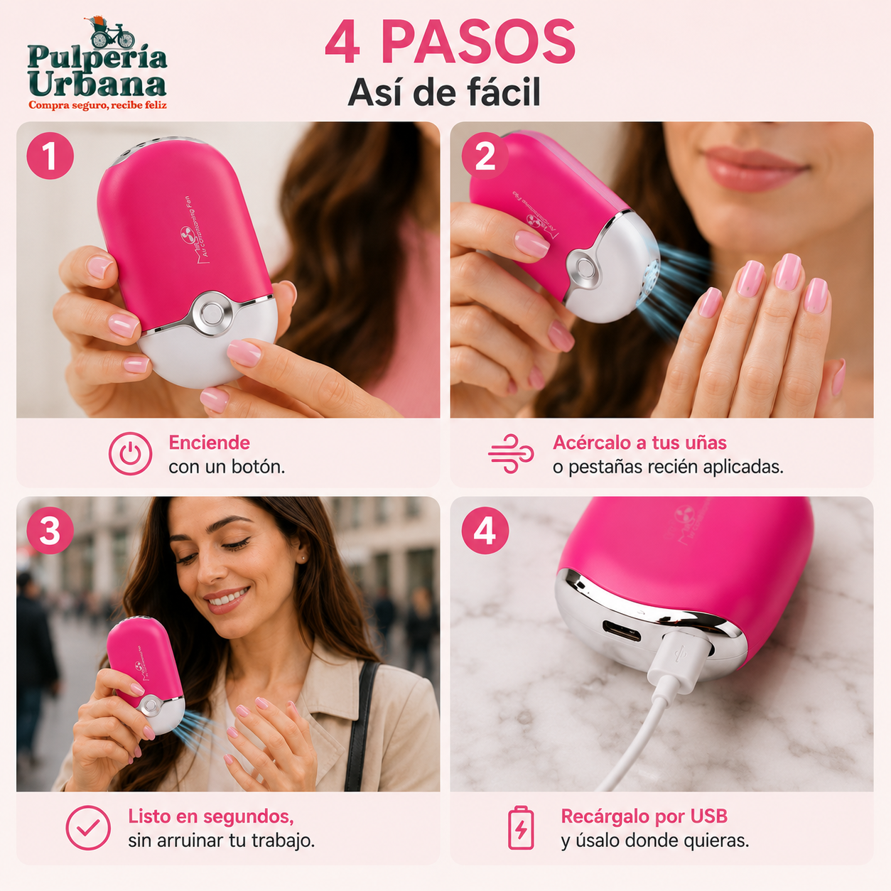 TouchPro - MINI VENTILADOR  PESTAÑAS UÑAS BELLEZA