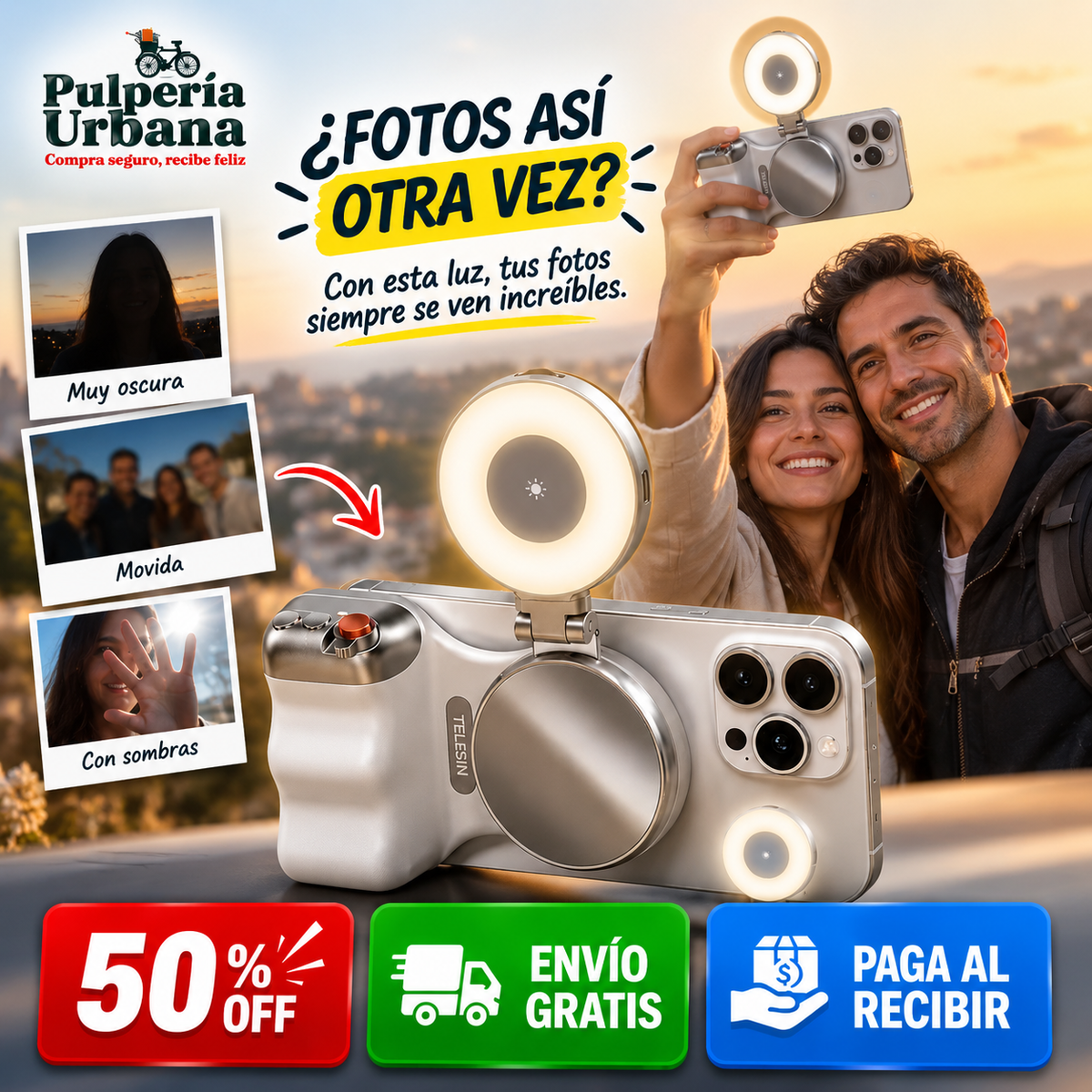 SelfiLuz™ - Fotos nítidas y bien iluminadas en cada paseo