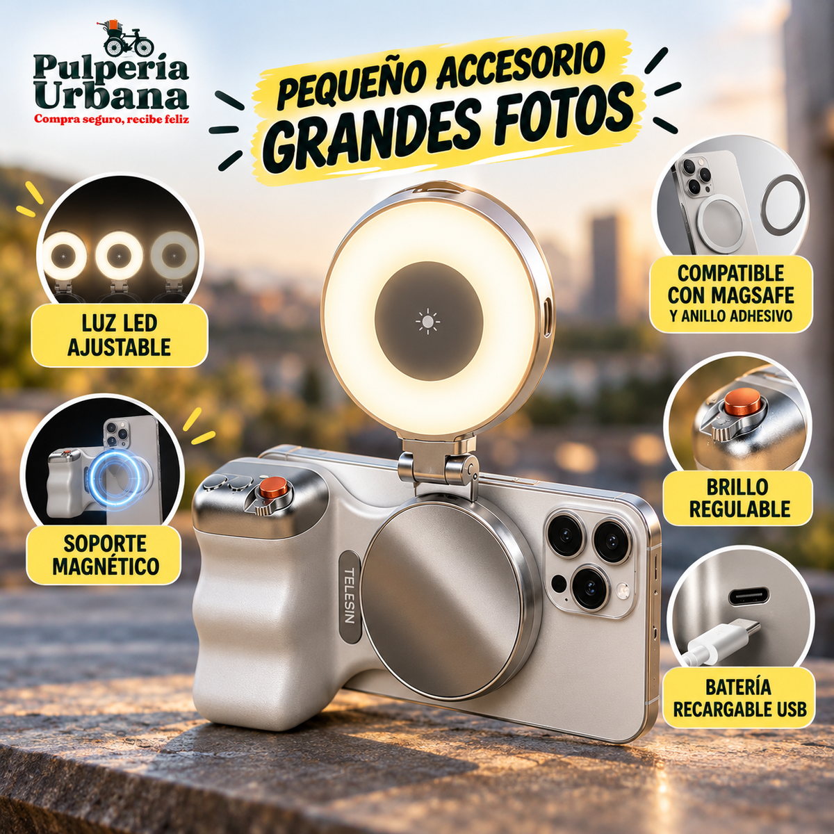 SelfiLuz™ - Fotos nítidas y bien iluminadas en cada paseo