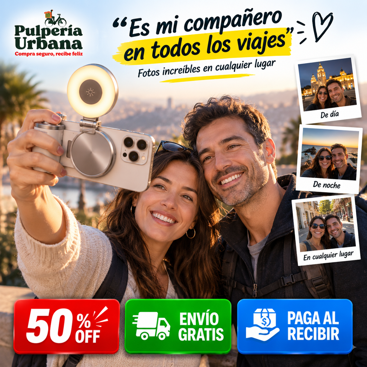 SelfiLuz™ - Fotos nítidas y bien iluminadas en cada paseo