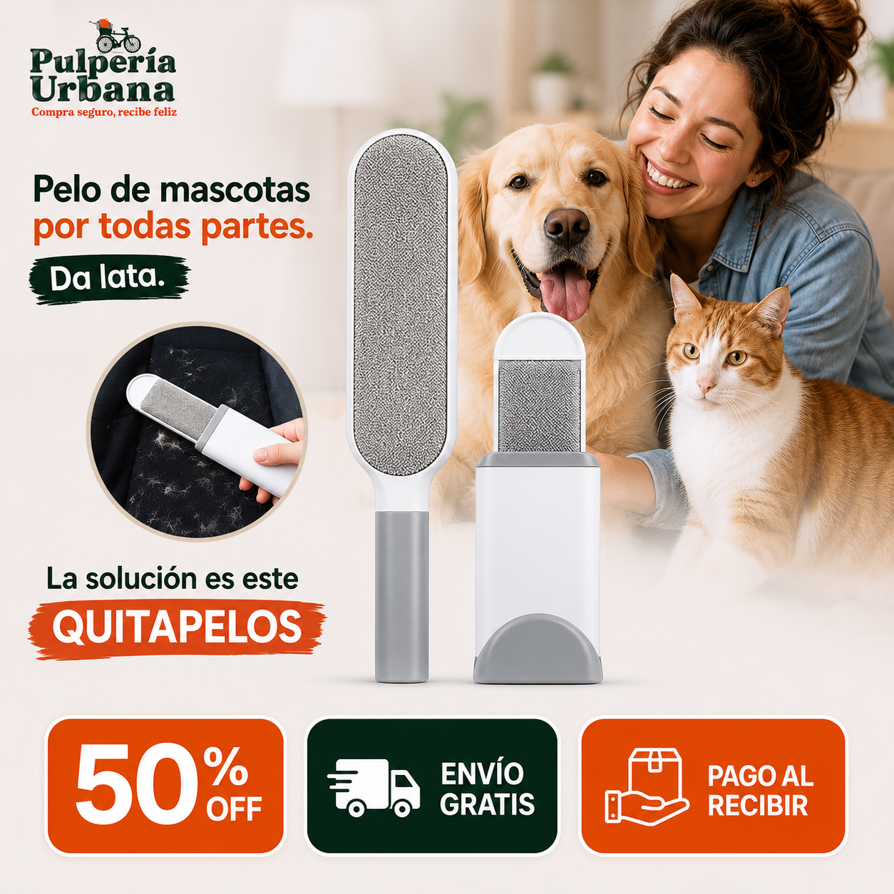 PeloClean - Cepillo removedor de pelo para mascotas