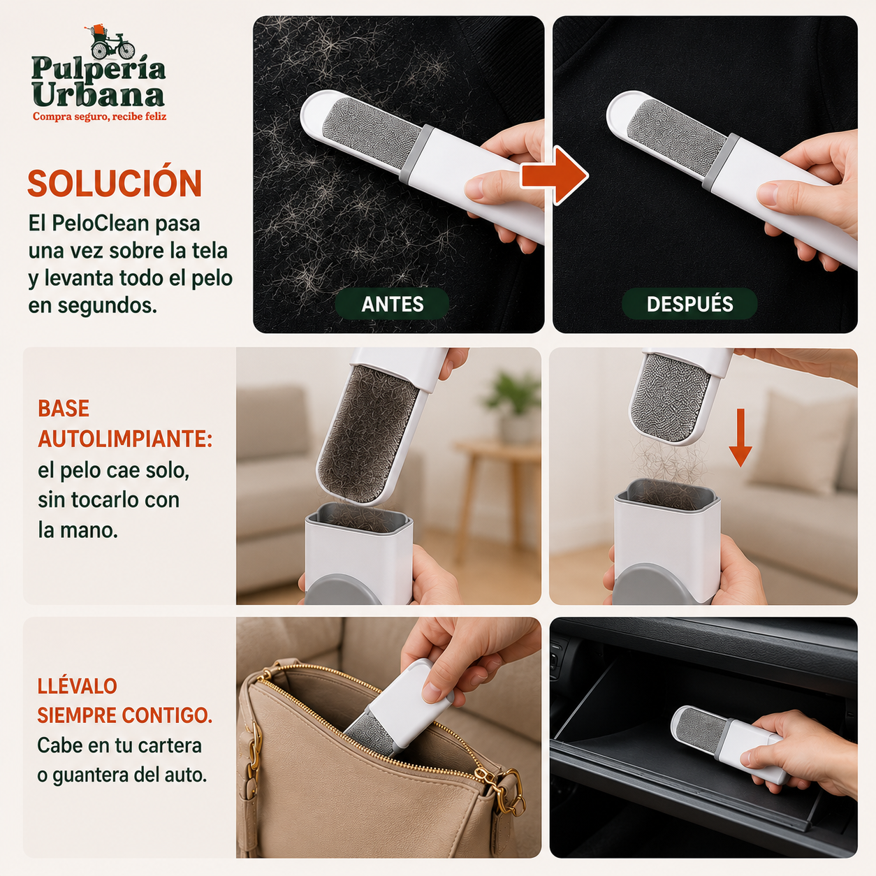 PeloClean - Cepillo removedor de pelo para mascotas