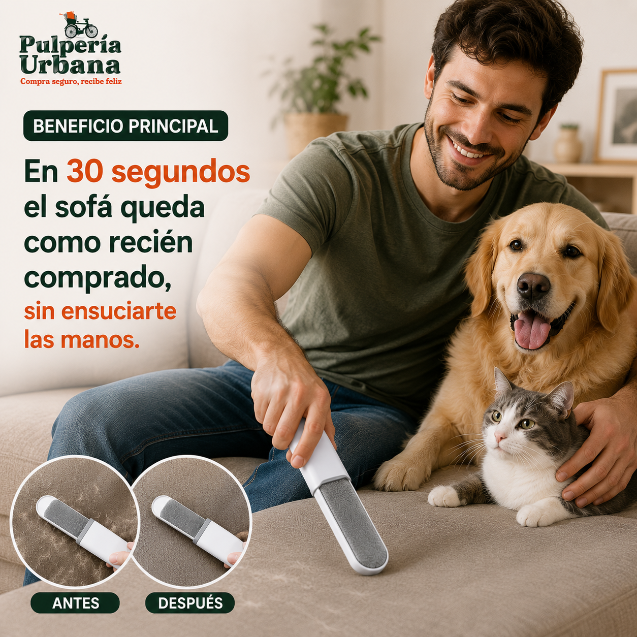 PeloClean - Cepillo removedor de pelo para mascotas