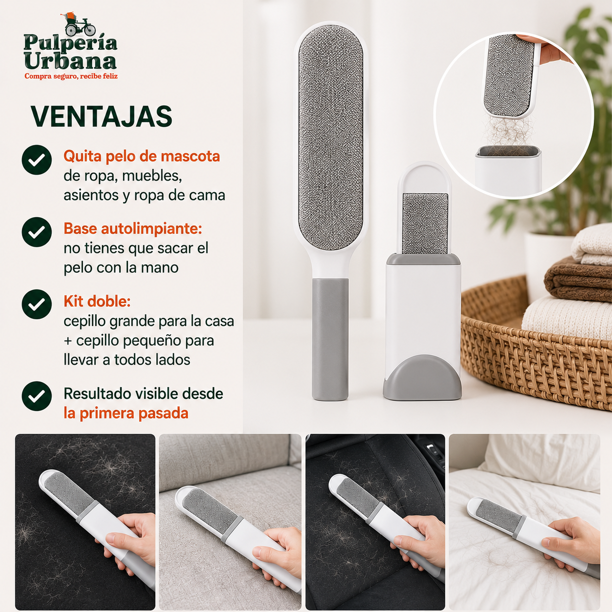 PeloClean - Cepillo removedor de pelo para mascotas