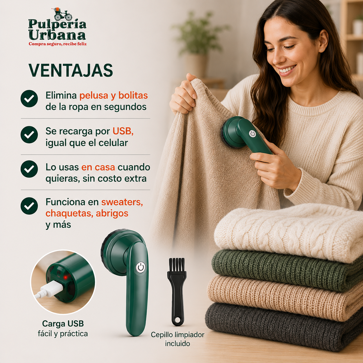 Pelusa Zero - Quitapelusas Recargable Usb Portátil