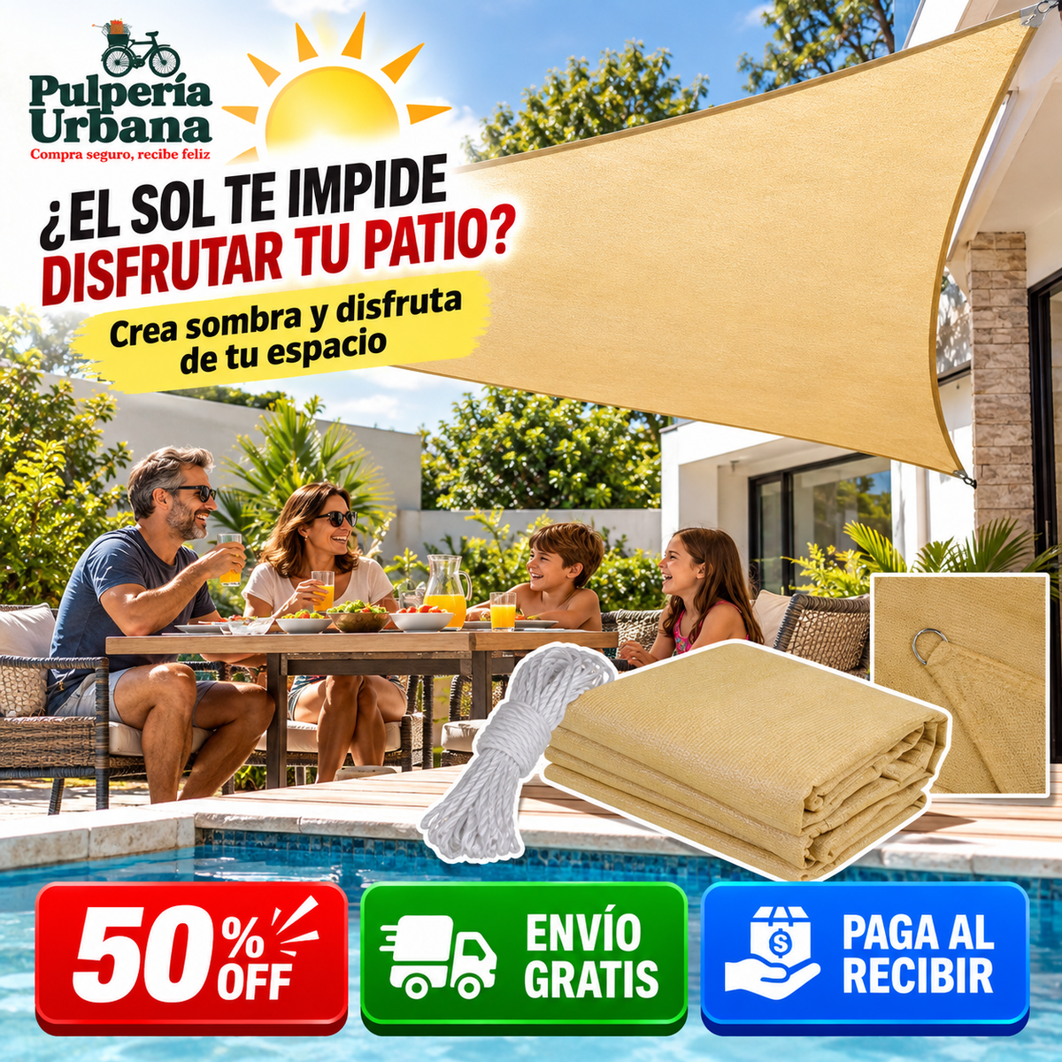 Toldix™  - Tu patio fresco sin obras ni albañiles 350 cm x 350cm
