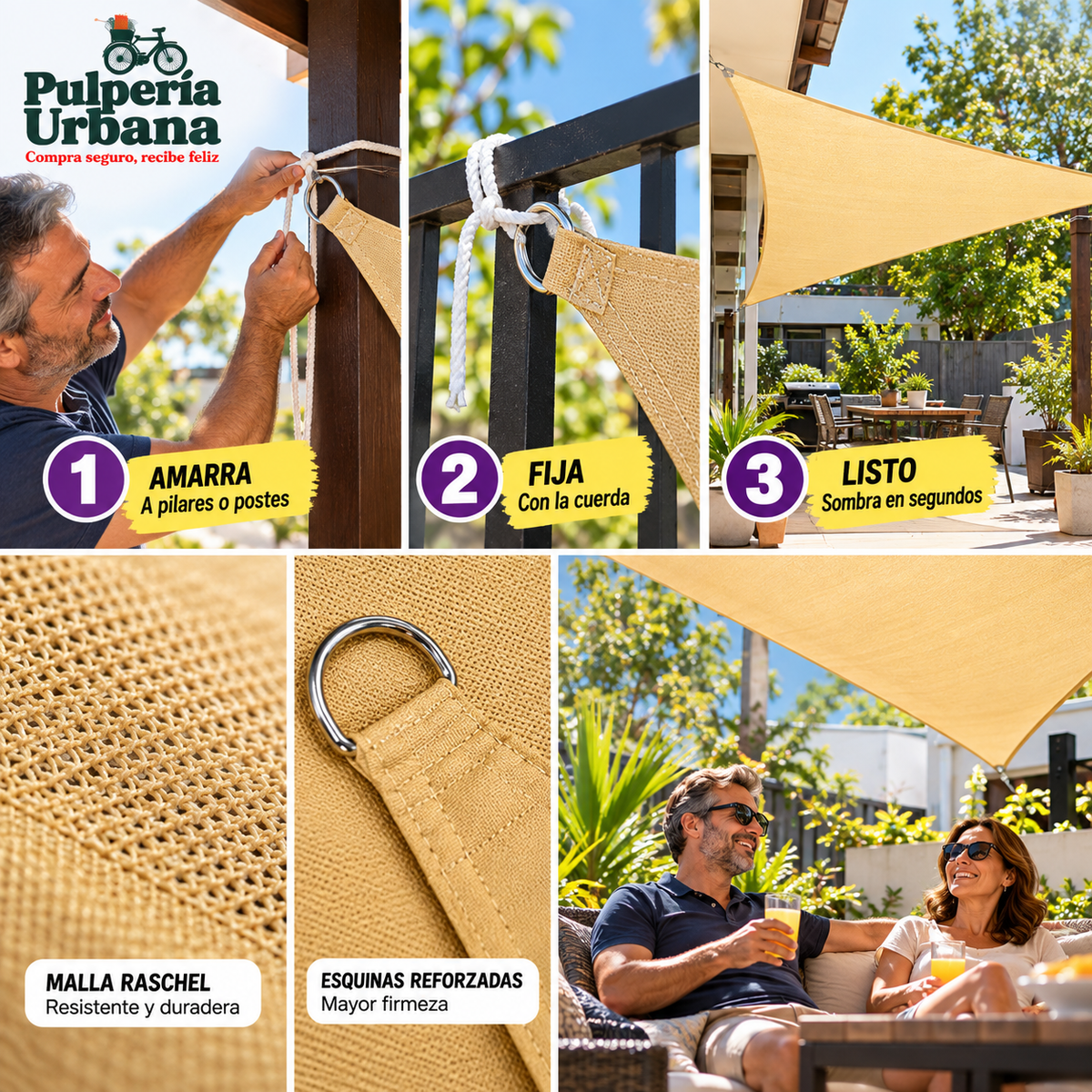 Toldix™  - Tu patio fresco sin obras ni albañiles 350 cm x 350cm