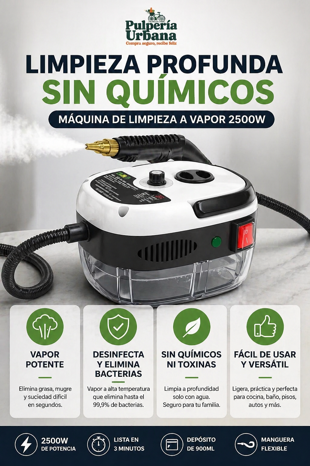 VaporPro 2500 - Limpieza a vapor 2500w