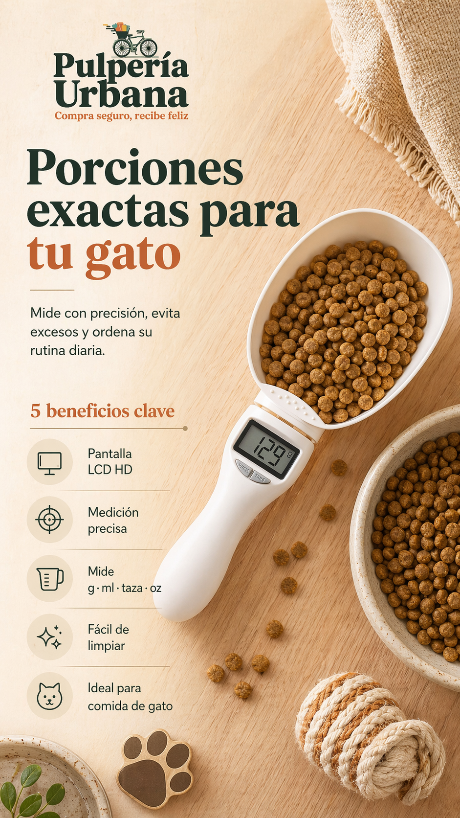 Cuchara Dosificadora Digital para Mascotas y Cocina