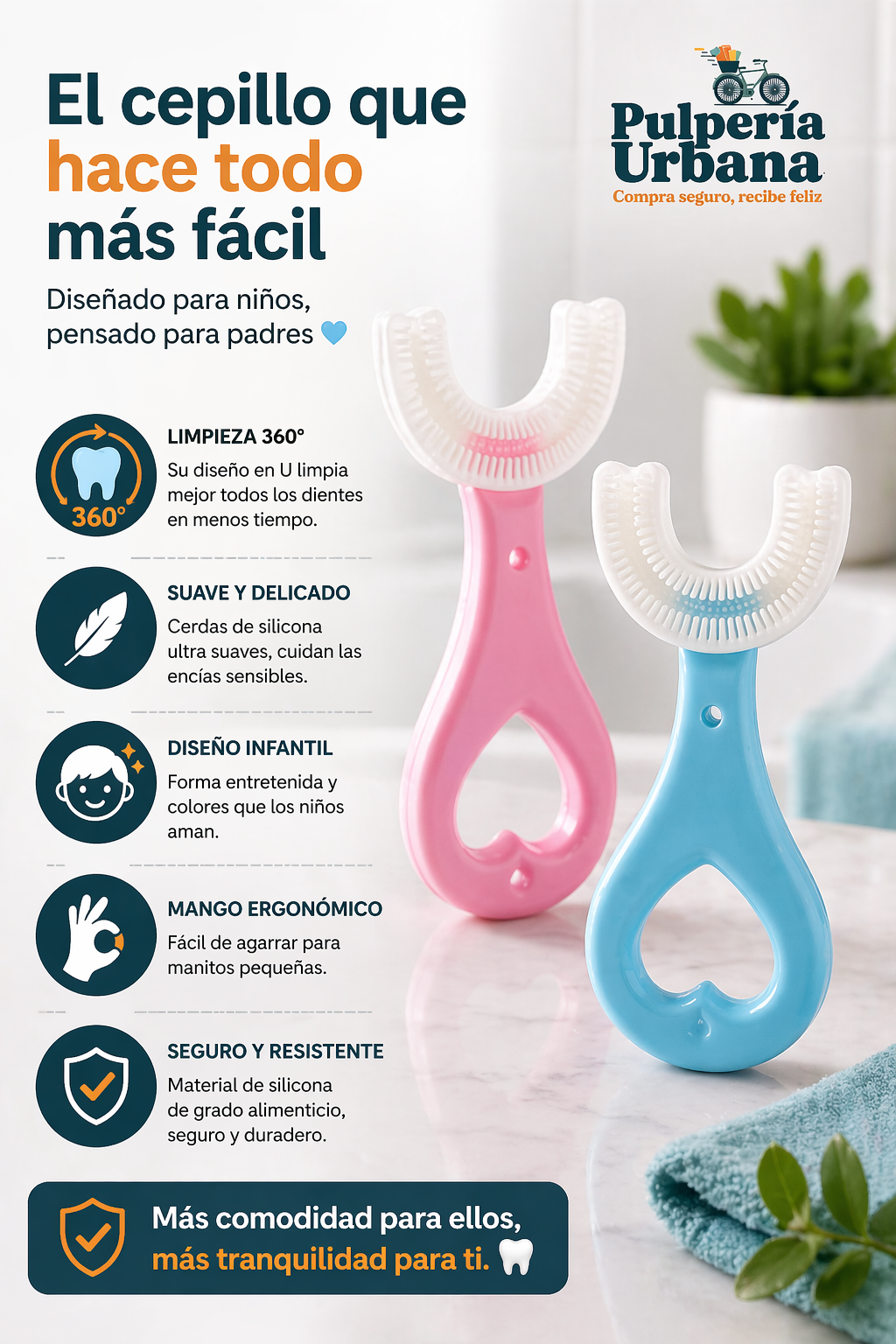 Cepillo de dientes en forma de U  Niñ@s