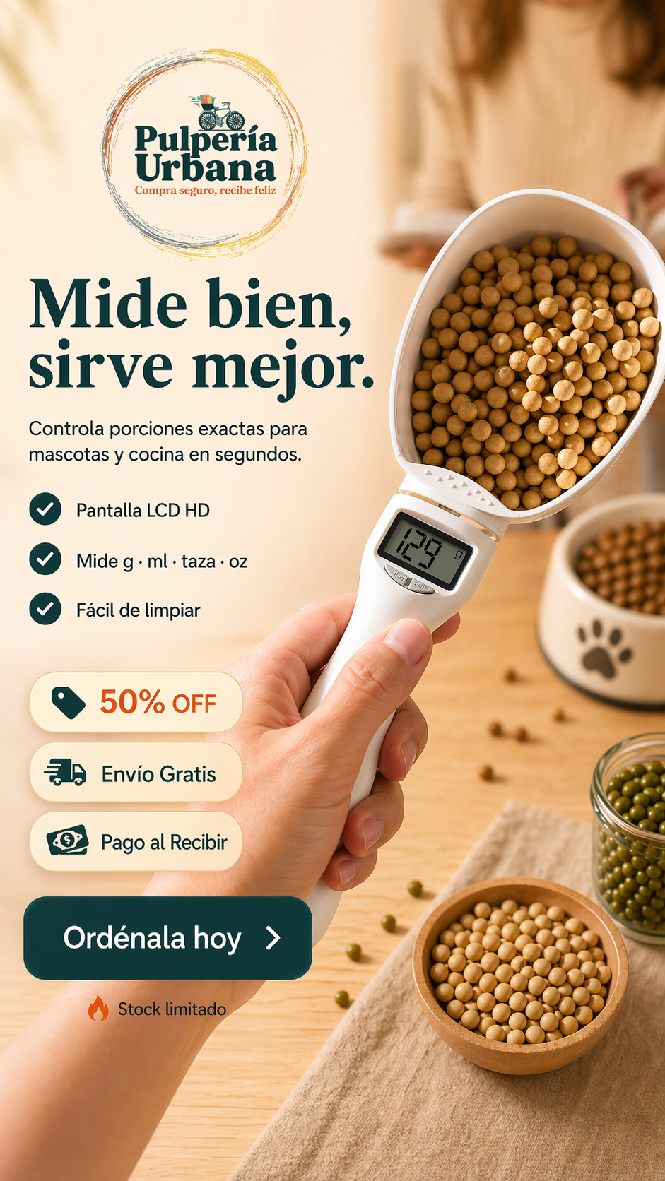 Cuchara Dosificadora Digital para Mascotas y Cocina