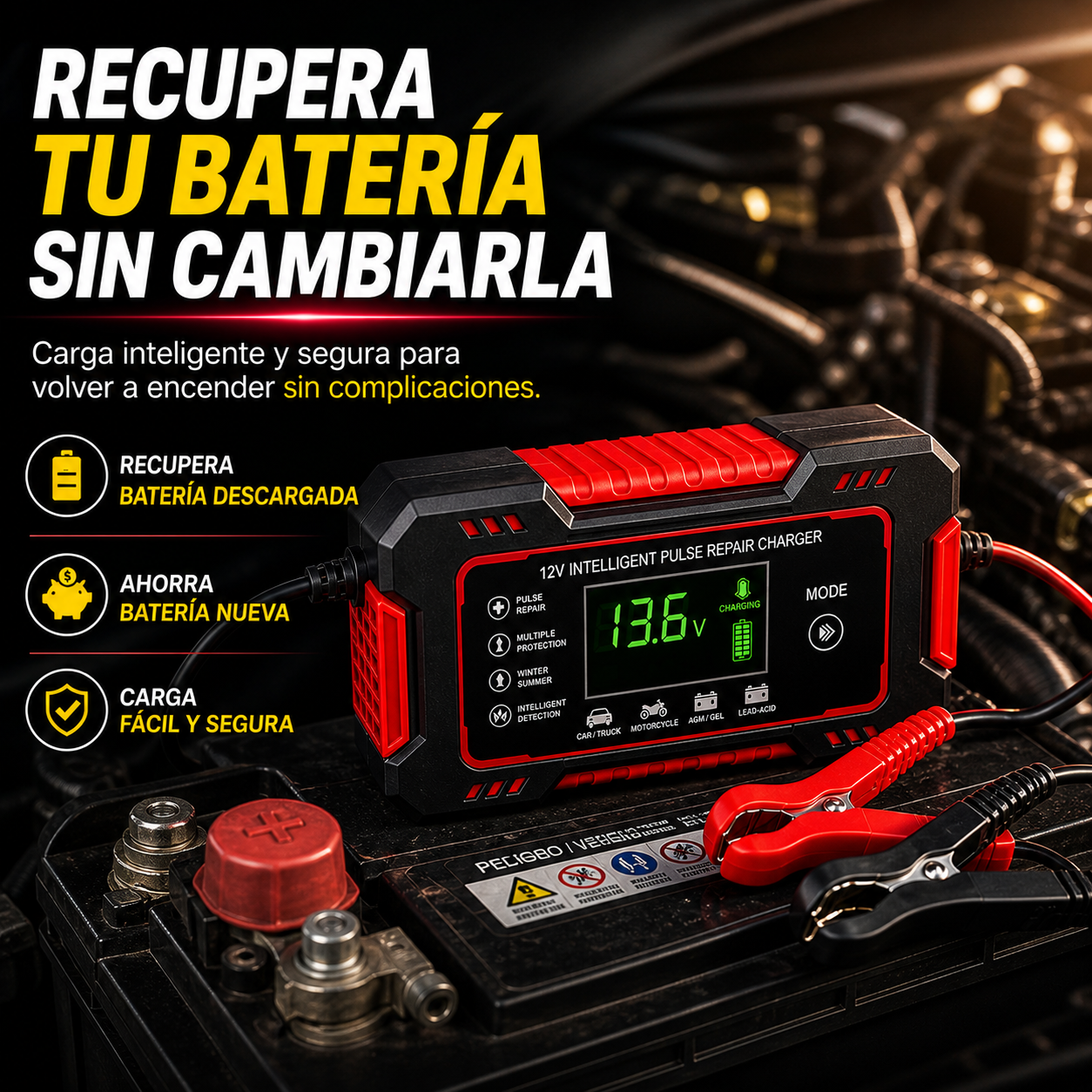 Cargador Reparador Inteligente  de Baterías