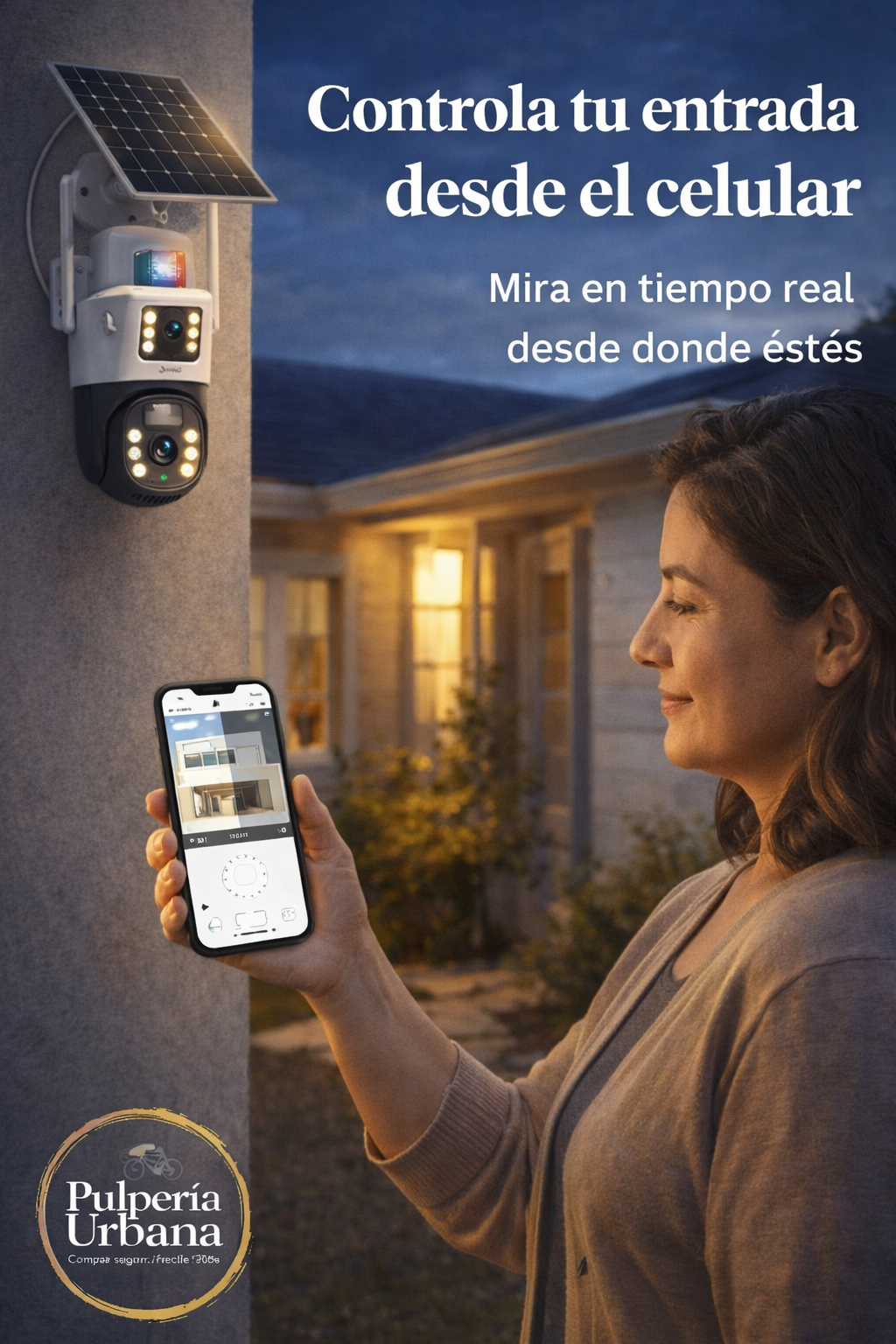 Camara Solar 2K Doble Lente + Sirena 360°