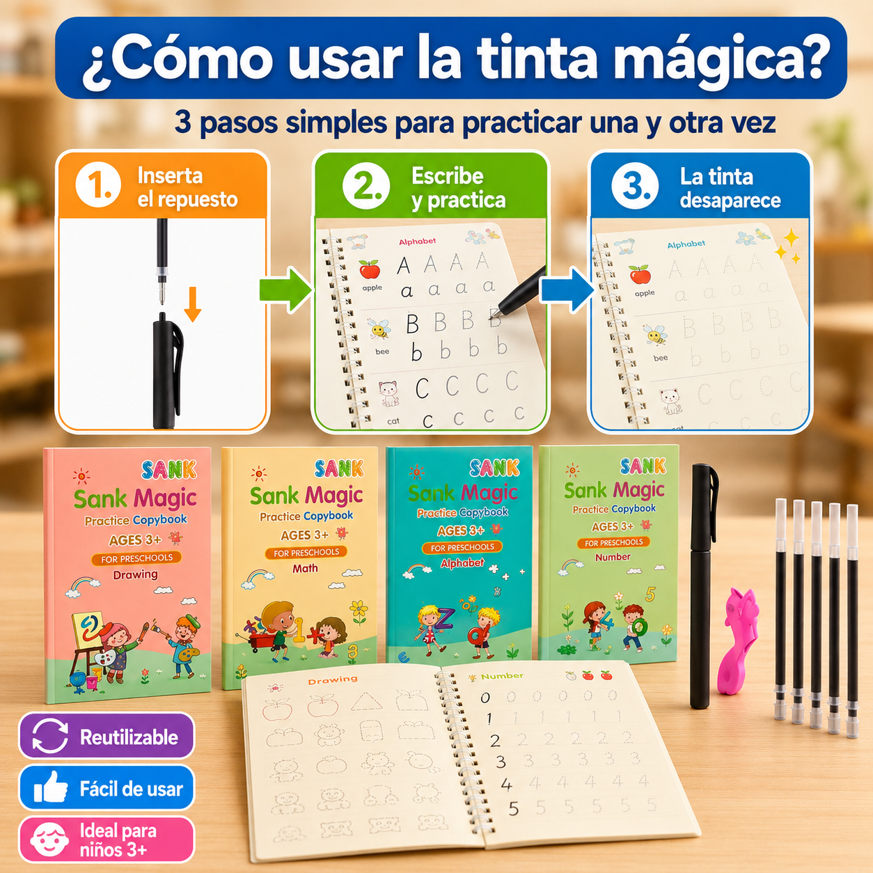 MagicLetra Pro - Set 4 cuadernos Montessori