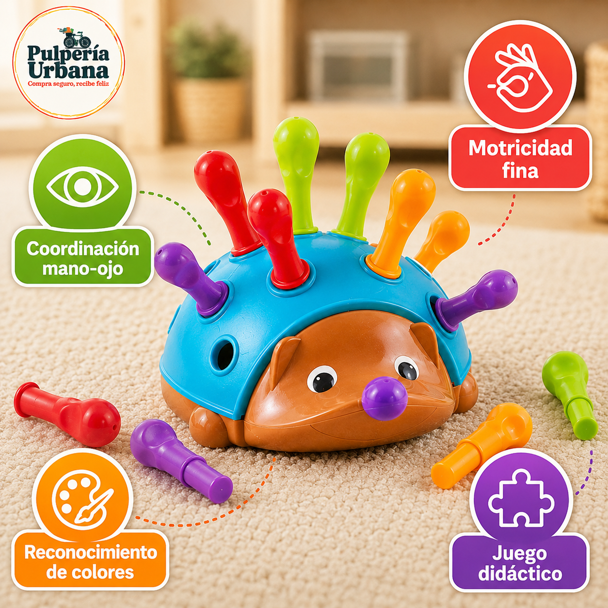 Erizo Montessori — Juguete Motricidad Fina