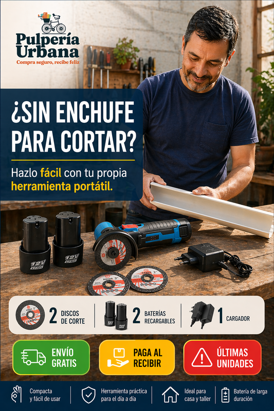 Mini Amoladora Inalámbrica Pro 12V + 2 Baterias + 2 Discos de Corte