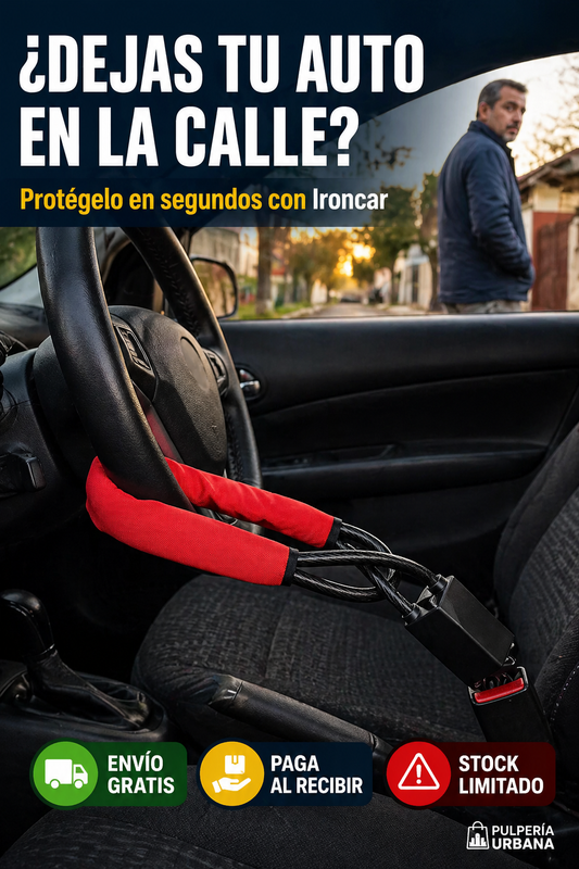 IRONCAR - TRANCA VOLANTE AL CINTURON DE SEGURIDAD