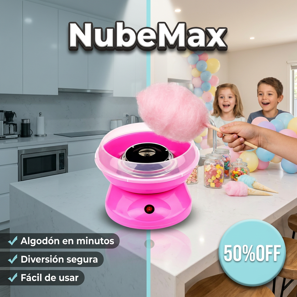 NubeMax — Máquina de Algodón de Azúcar para Casa y Fiestas