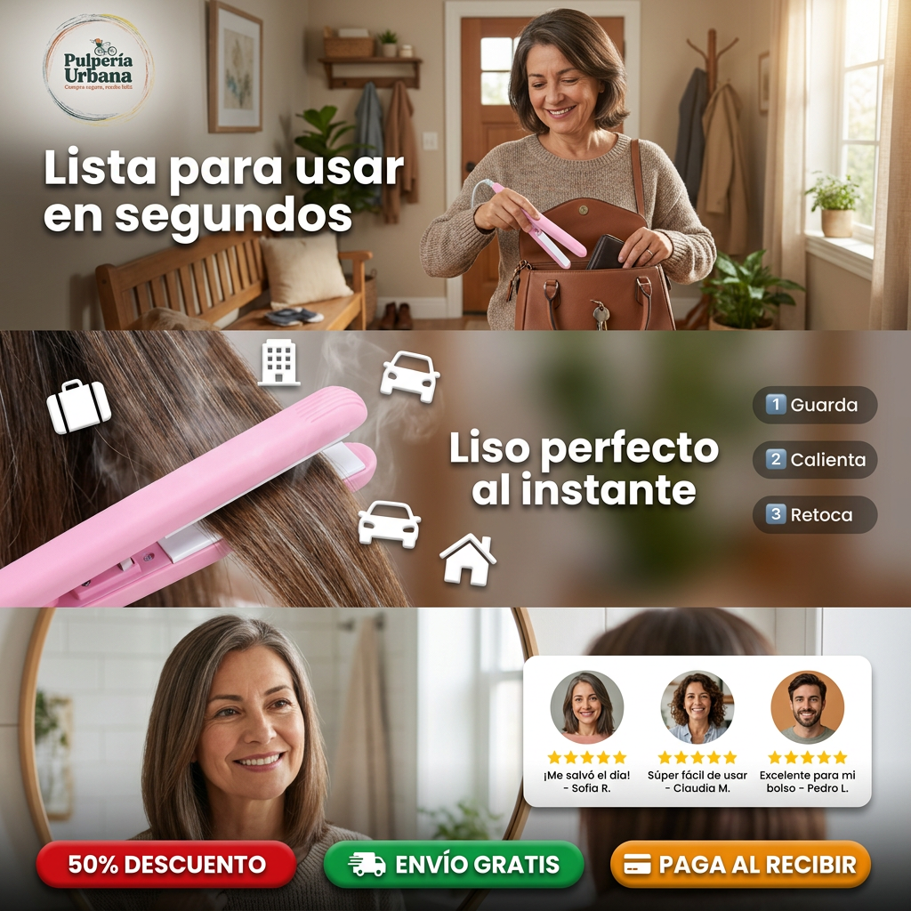 Mini Plancha Portátil — Alisadora de Cartera y Viajes