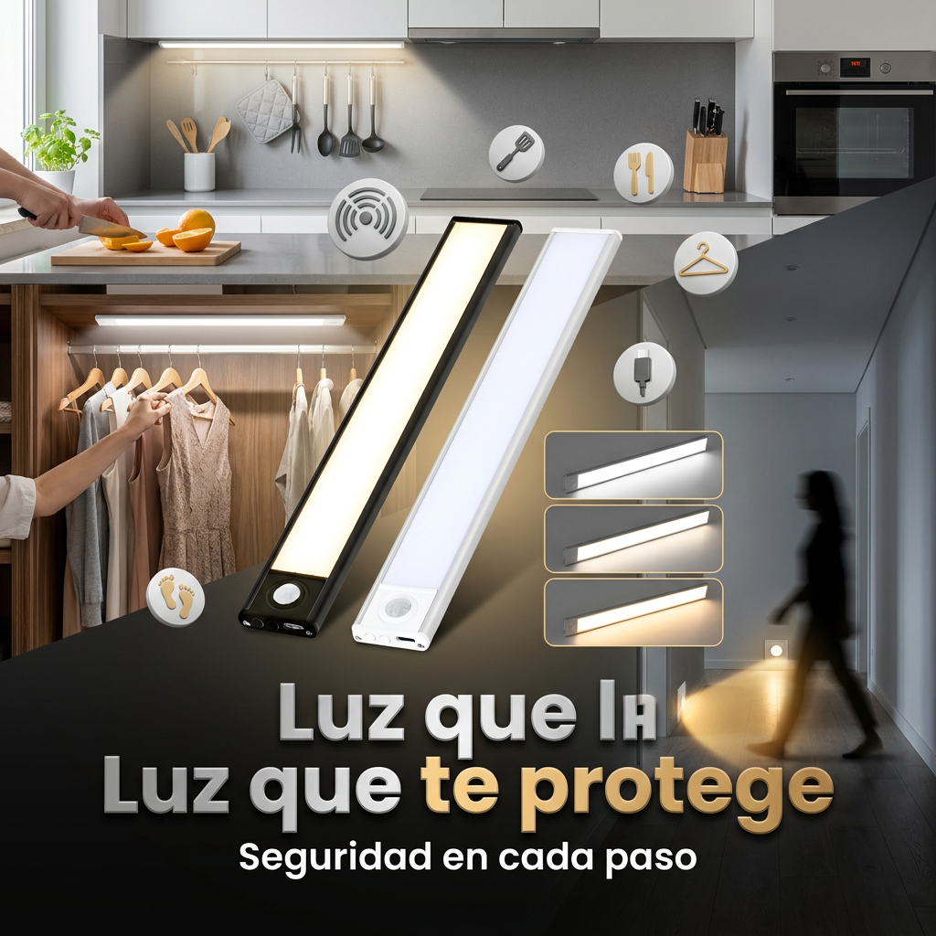 BarraLED Clean — Luz automática con sensor de movimiento