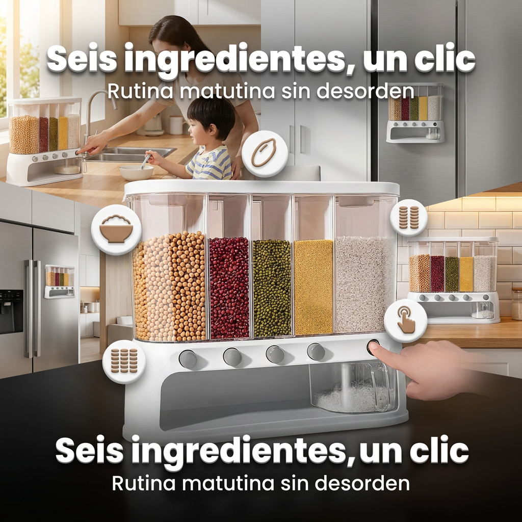 DispensaPro — Organizador de granos con 6 secciones